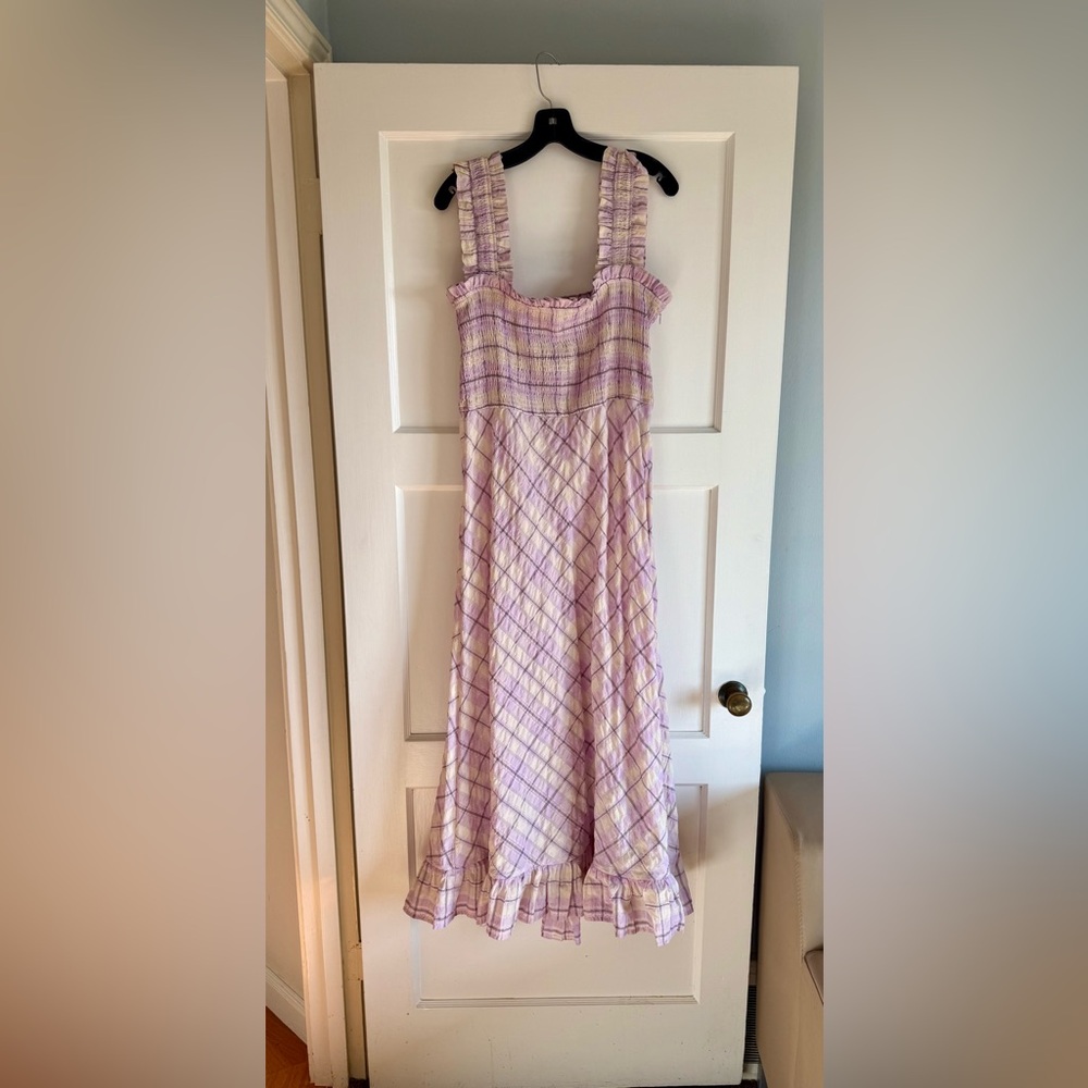 Ganni Purple and White Plaid Dress